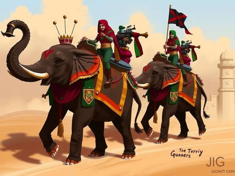 Concept art for Gujarat Gunners elephant mounts
